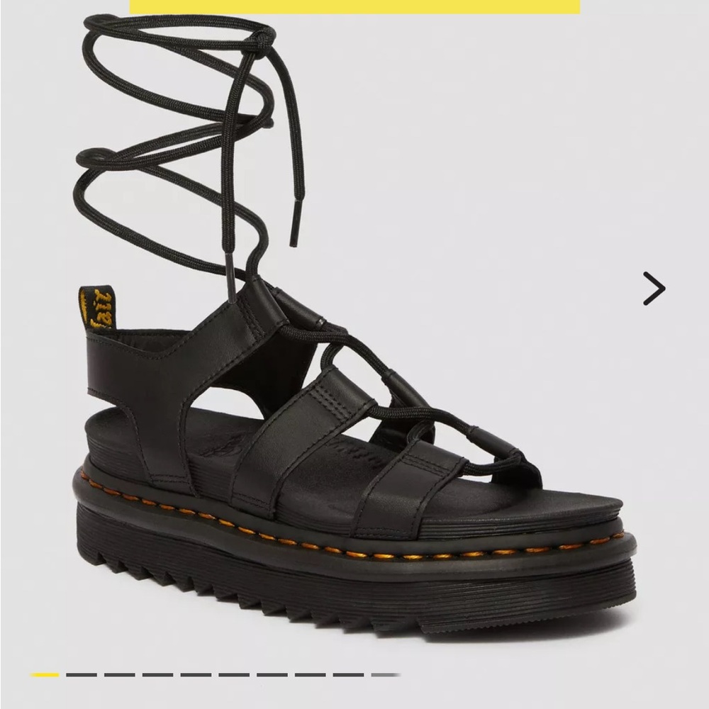 Dr. Martens Nartilla Black Gladiator Sandals with Platform Sole